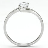 Rhodium 925 Sterling Silver Ring with AAA Grade CZ  in Clear