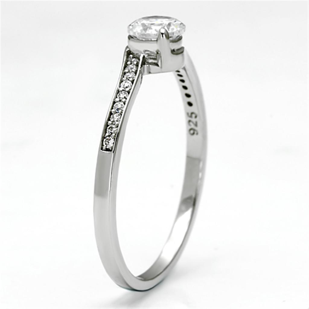 Rhodium 925 Sterling Silver Ring with AAA Grade CZ  in Clear