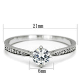 Rhodium 925 Sterling Silver Ring with AAA Grade CZ  in Clear