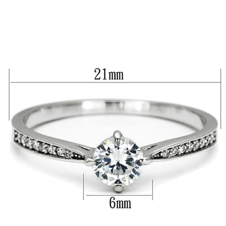 Rhodium 925 Sterling Silver Ring with AAA Grade CZ  in Clear