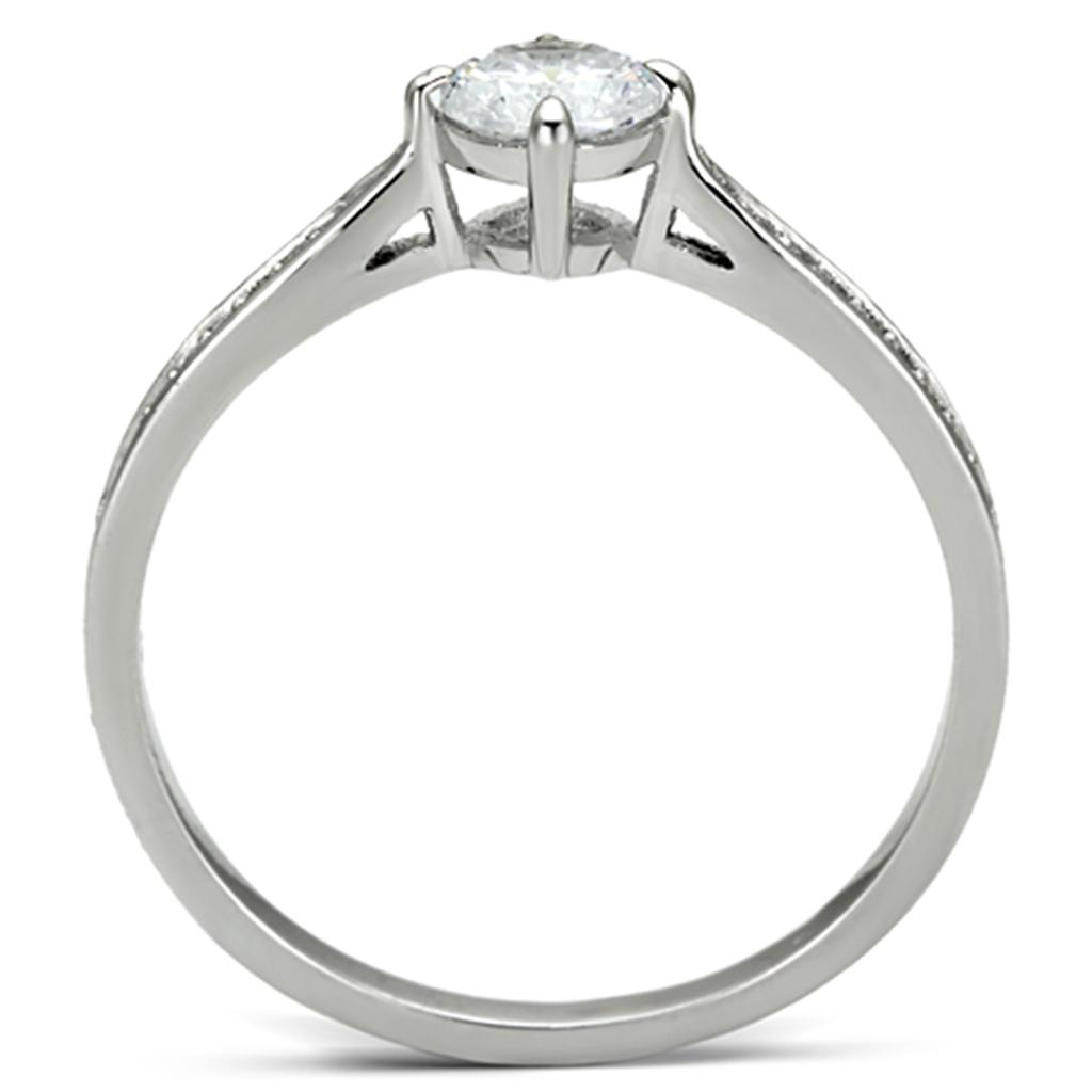 Rhodium 925 Sterling Silver Ring with AAA Grade CZ  in Clear