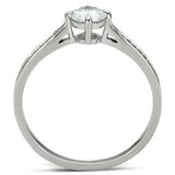 Rhodium 925 Sterling Silver Ring with AAA Grade CZ  in Clear