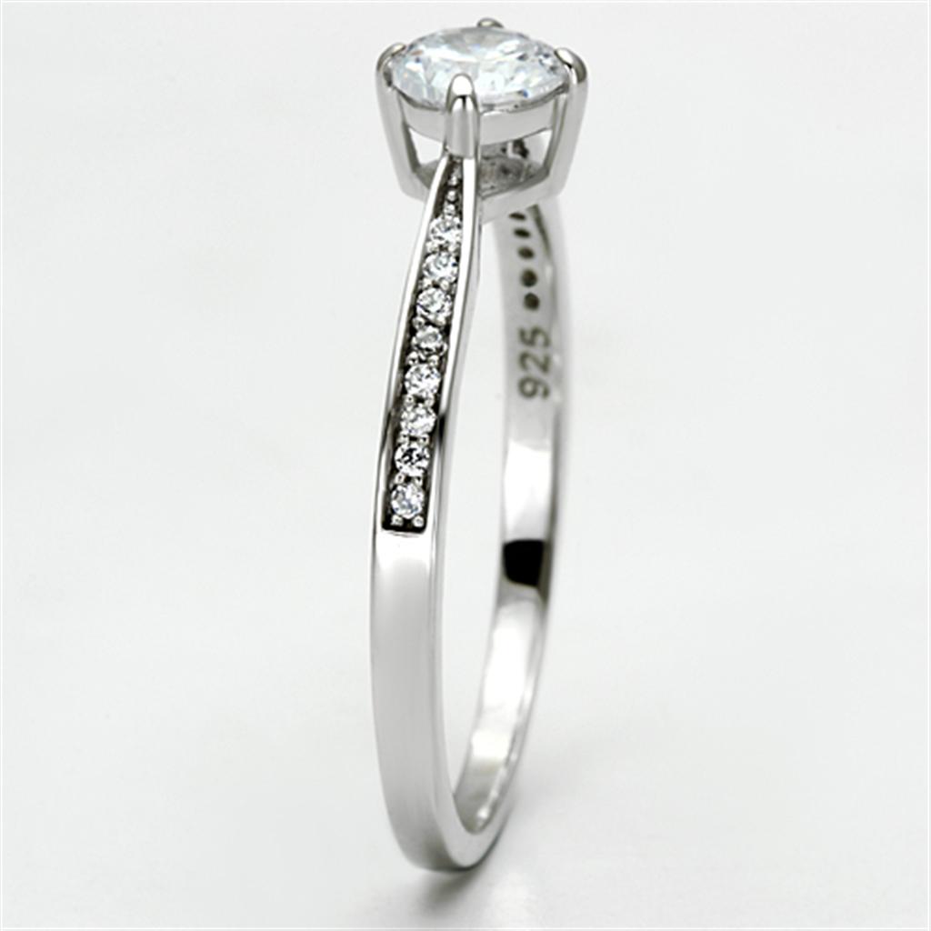 Rhodium 925 Sterling Silver Ring with AAA Grade CZ  in Clear