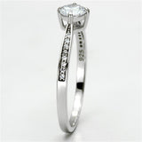 Rhodium 925 Sterling Silver Ring with AAA Grade CZ  in Clear