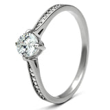 Rhodium 925 Sterling Silver Ring with AAA Grade CZ  in Clear