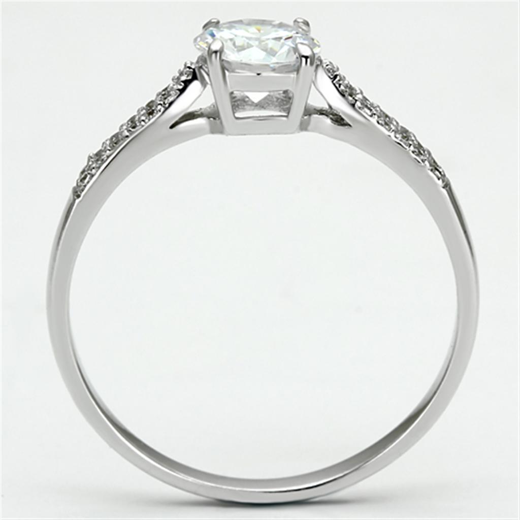 Rhodium 925 Sterling Silver Ring with AAA Grade CZ  in Clear