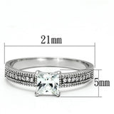 Rhodium 925 Sterling Silver Ring with AAA Grade CZ  in Clear