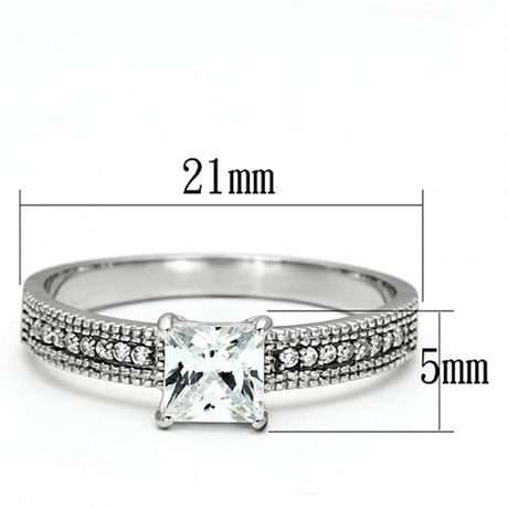 Rhodium 925 Sterling Silver Ring with AAA Grade CZ  in Clear