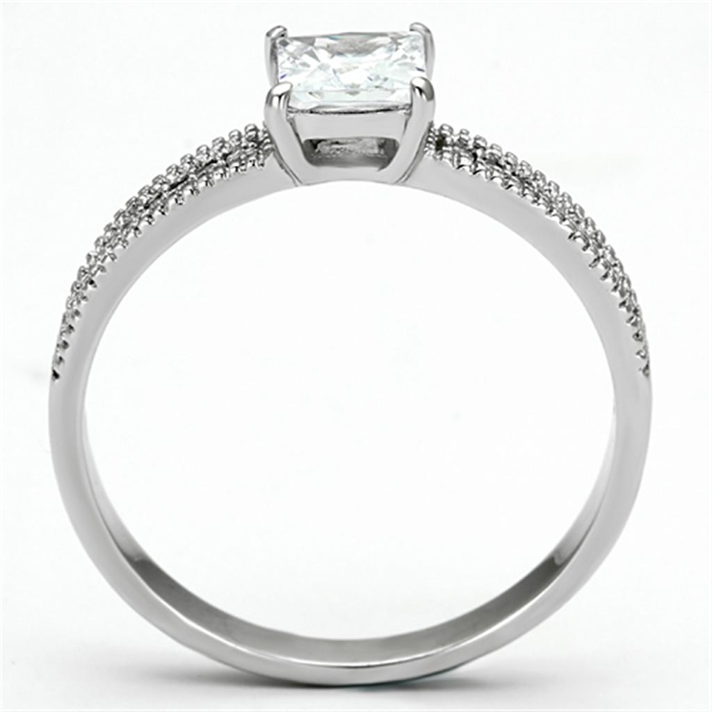 Rhodium 925 Sterling Silver Ring with AAA Grade CZ  in Clear