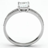 Rhodium 925 Sterling Silver Ring with AAA Grade CZ  in Clear