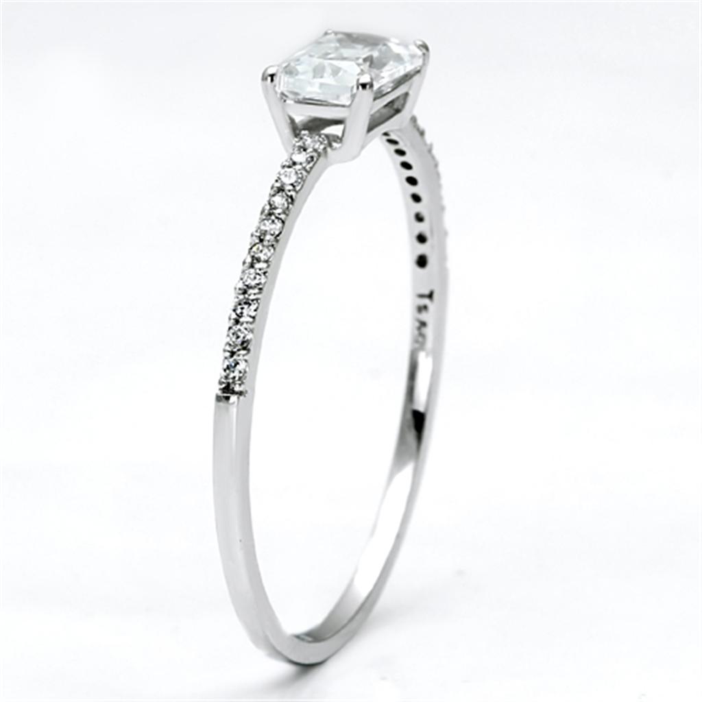 Rhodium 925 Sterling Silver Ring with AAA Grade CZ  in Clear