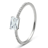 Rhodium 925 Sterling Silver Ring with AAA Grade CZ  in Clear