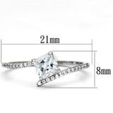 Rhodium 925 Sterling Silver Ring with AAA Grade CZ  in Clear