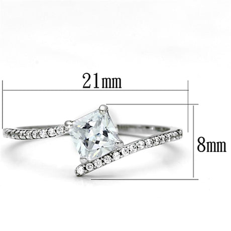 Rhodium 925 Sterling Silver Ring with AAA Grade CZ  in Clear