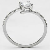 Rhodium 925 Sterling Silver Ring with AAA Grade CZ  in Clear