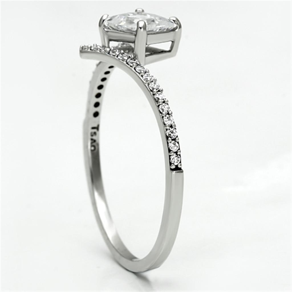 Rhodium 925 Sterling Silver Ring with AAA Grade CZ  in Clear