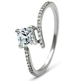 Rhodium 925 Sterling Silver Ring with AAA Grade CZ  in Clear