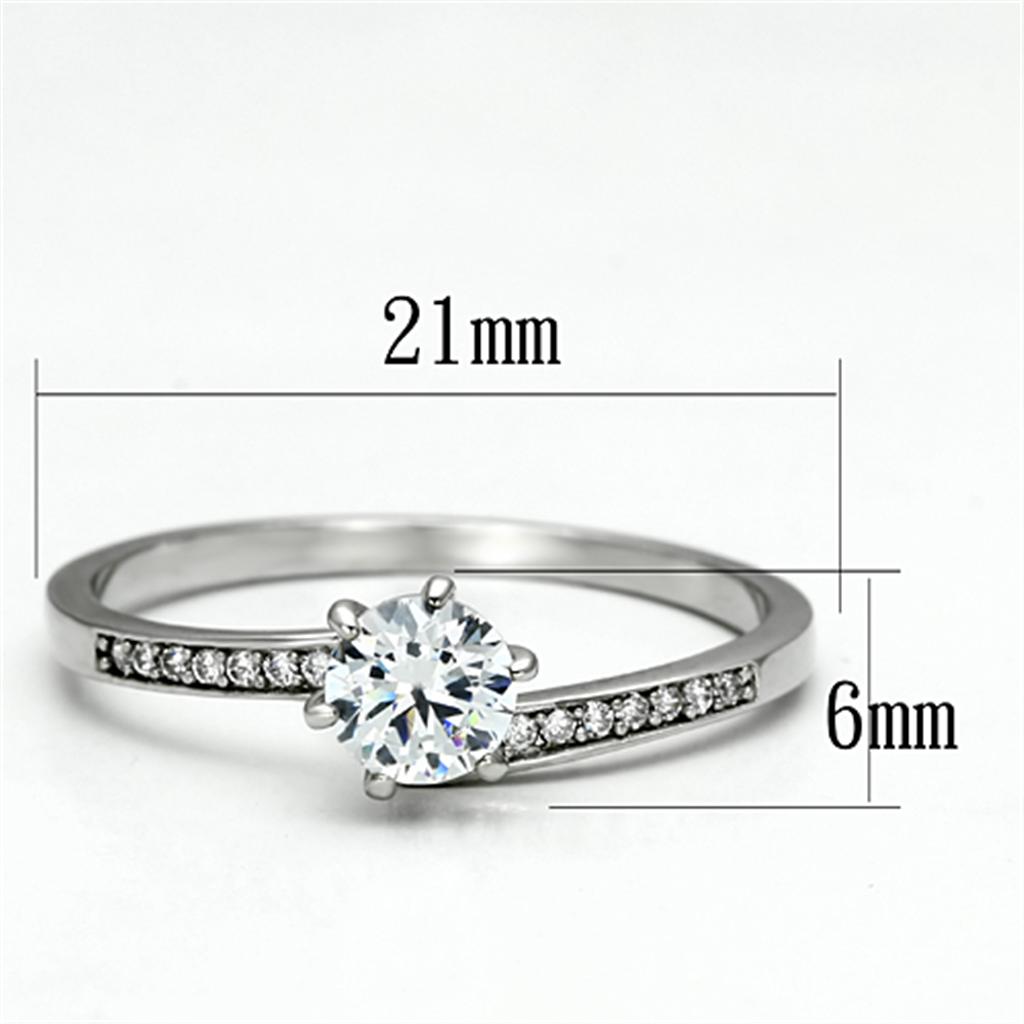 Rhodium 925 Sterling Silver Ring with AAA Grade CZ  in Clear
