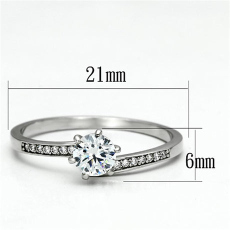 Rhodium 925 Sterling Silver Ring with AAA Grade CZ  in Clear
