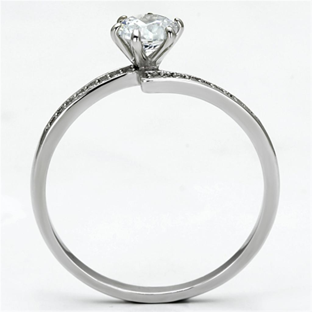 Rhodium 925 Sterling Silver Ring with AAA Grade CZ  in Clear