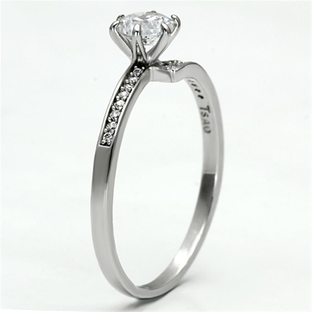 Rhodium 925 Sterling Silver Ring with AAA Grade CZ  in Clear