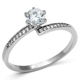 Rhodium 925 Sterling Silver Ring with AAA Grade CZ  in Clear