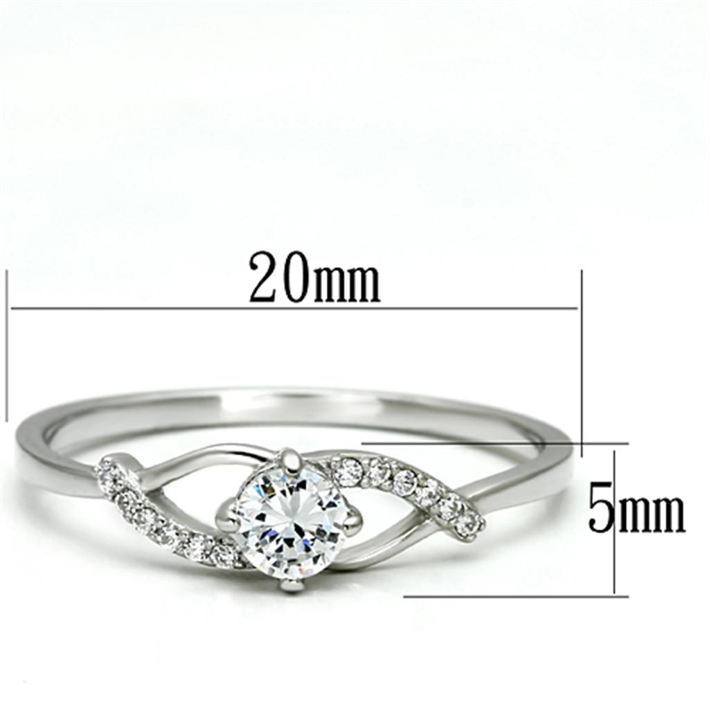 Rhodium 925 Sterling Silver Ring with AAA Grade CZ  in Clear