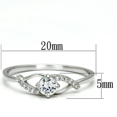 Rhodium 925 Sterling Silver Ring with AAA Grade CZ  in Clear
