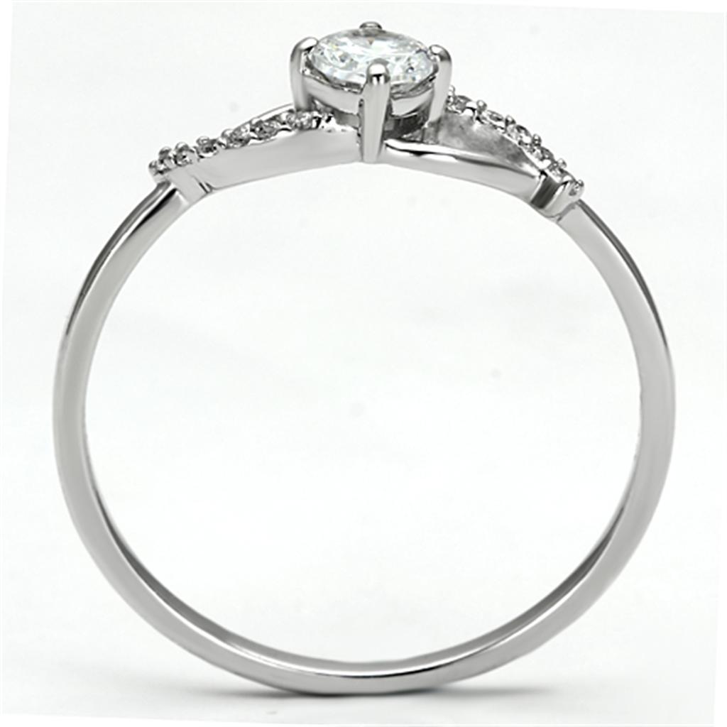 Rhodium 925 Sterling Silver Ring with AAA Grade CZ  in Clear