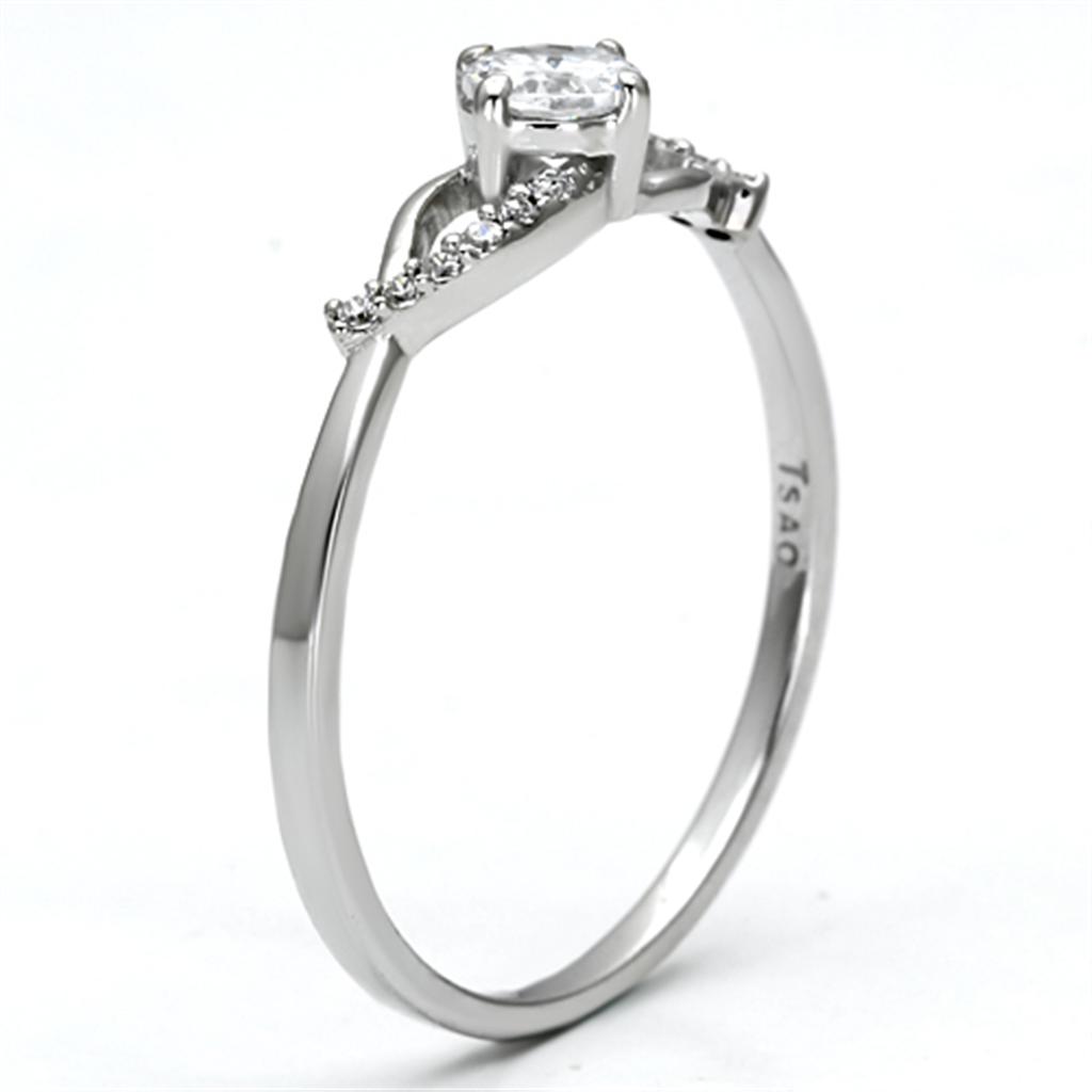 Rhodium 925 Sterling Silver Ring with AAA Grade CZ  in Clear