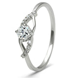 Rhodium 925 Sterling Silver Ring with AAA Grade CZ  in Clear