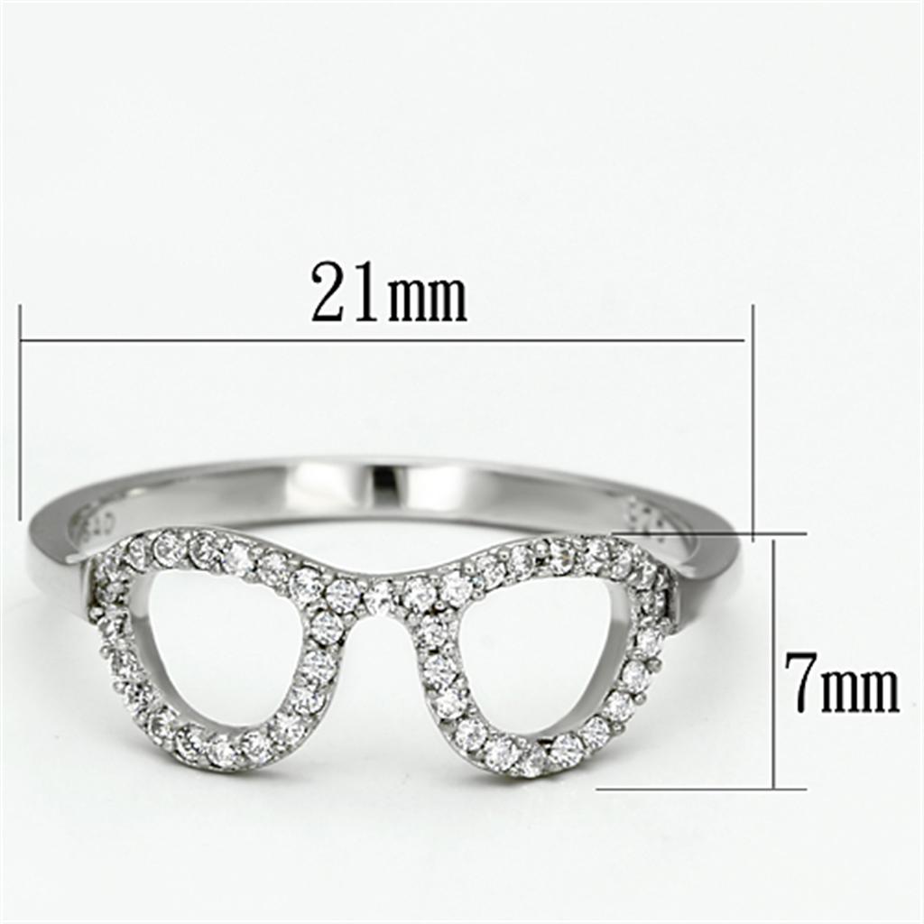 Rhodium 925 Sterling Silver Ring with AAA Grade CZ  in Clear