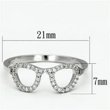 Rhodium 925 Sterling Silver Ring with AAA Grade CZ  in Clear