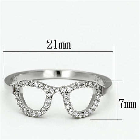 Rhodium 925 Sterling Silver Ring with AAA Grade CZ  in Clear