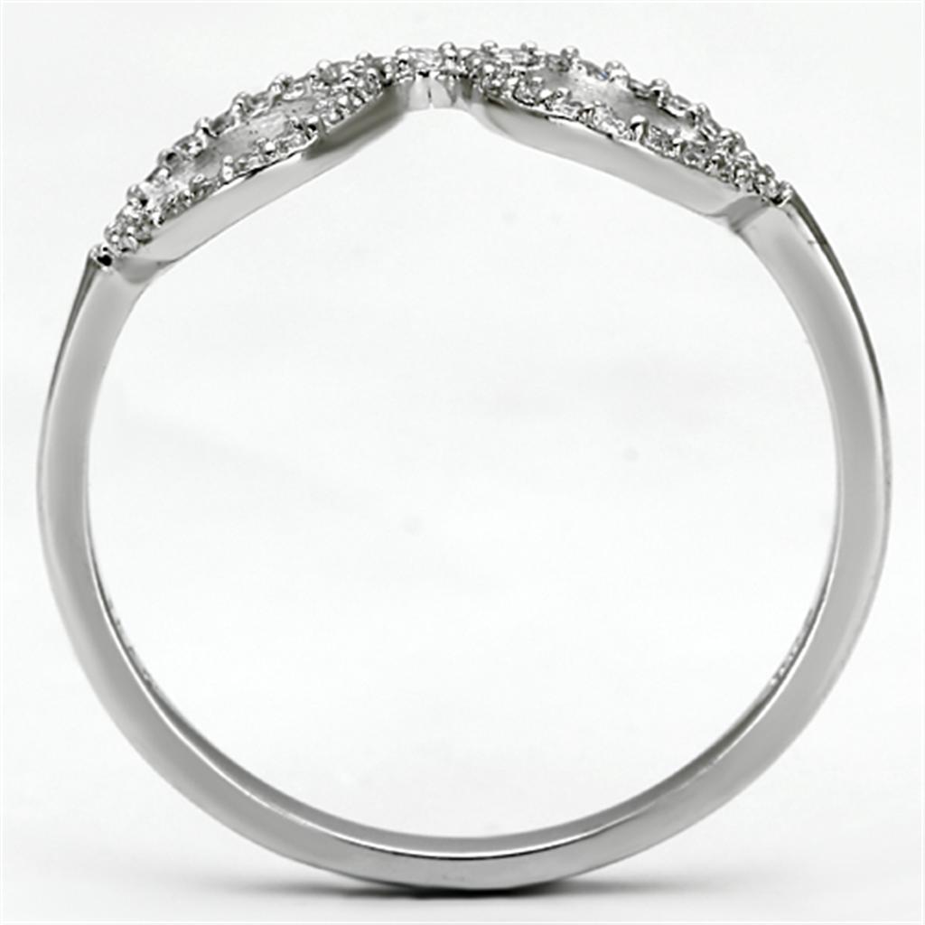 Rhodium 925 Sterling Silver Ring with AAA Grade CZ  in Clear
