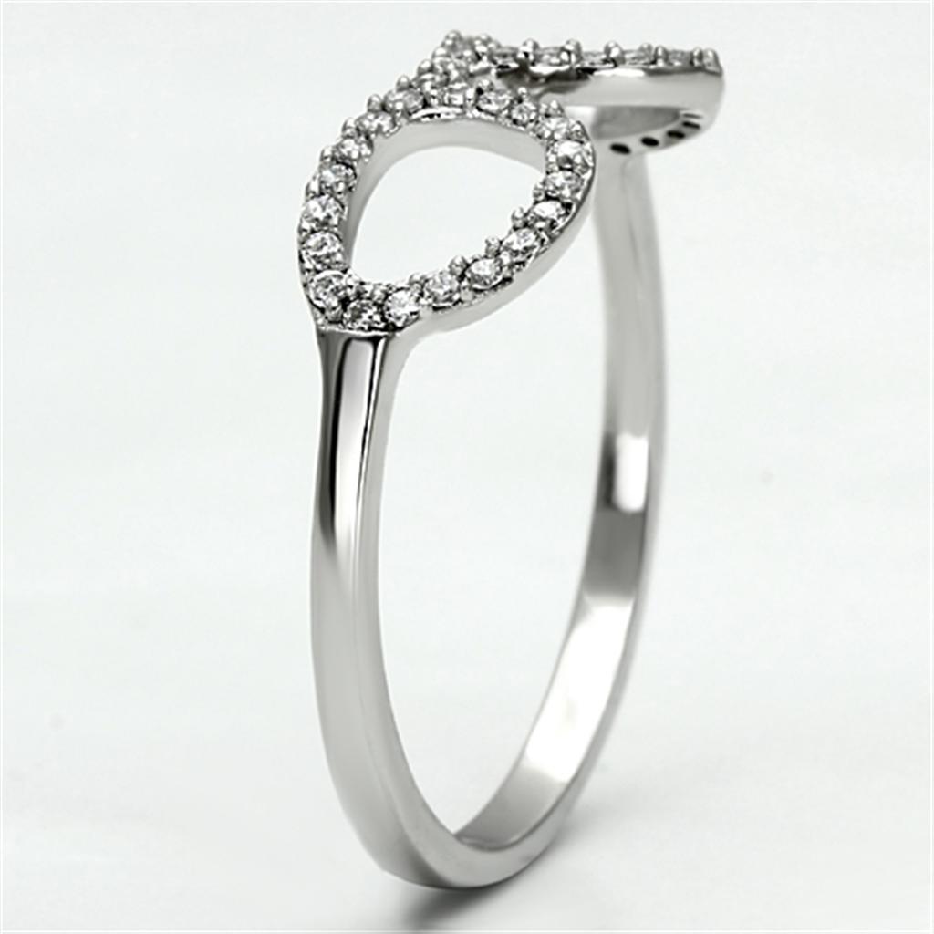 Rhodium 925 Sterling Silver Ring with AAA Grade CZ  in Clear