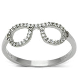 Rhodium 925 Sterling Silver Ring with AAA Grade CZ  in Clear