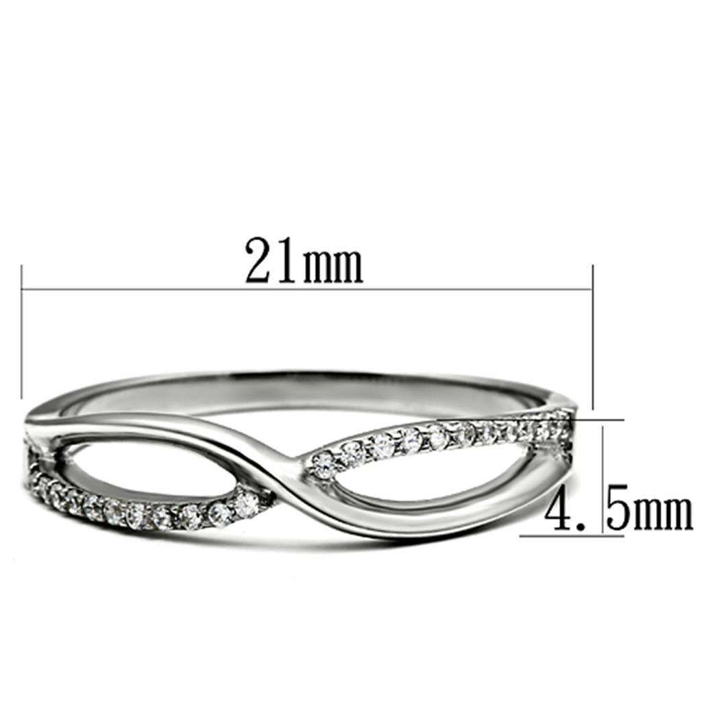 Rhodium 925 Sterling Silver Ring with AAA Grade CZ  in Clear