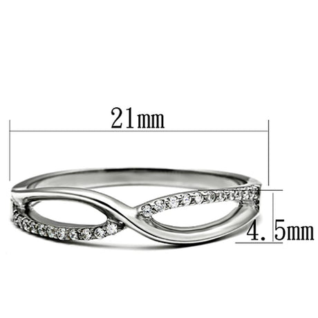 Rhodium 925 Sterling Silver Ring with AAA Grade CZ  in Clear