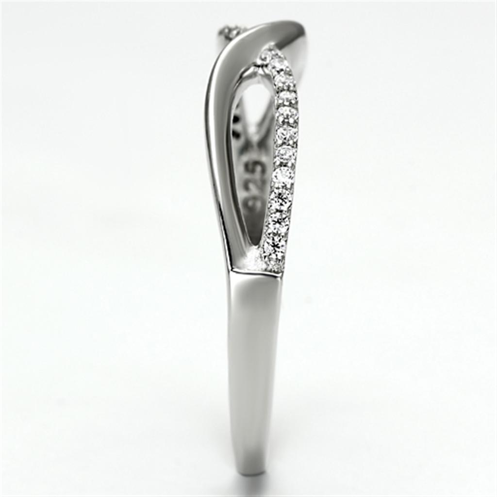 Rhodium 925 Sterling Silver Ring with AAA Grade CZ  in Clear