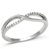 Rhodium 925 Sterling Silver Ring with AAA Grade CZ  in Clear
