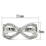 Rhodium 925 Sterling Silver Ring with AAA Grade CZ  in Clear