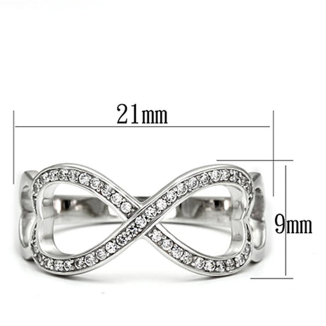 Rhodium 925 Sterling Silver Ring with AAA Grade CZ  in Clear