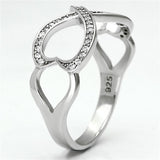 Rhodium 925 Sterling Silver Ring with AAA Grade CZ  in Clear