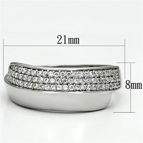 Rhodium 925 Sterling Silver Ring with AAA Grade CZ  in Clear