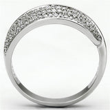 Rhodium 925 Sterling Silver Ring with AAA Grade CZ  in Clear