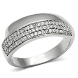 Rhodium 925 Sterling Silver Ring with AAA Grade CZ  in Clear