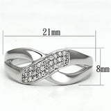 Rhodium 925 Sterling Silver Ring with AAA Grade CZ  in Clear