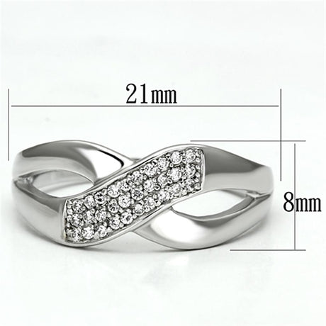 Rhodium 925 Sterling Silver Ring with AAA Grade CZ  in Clear
