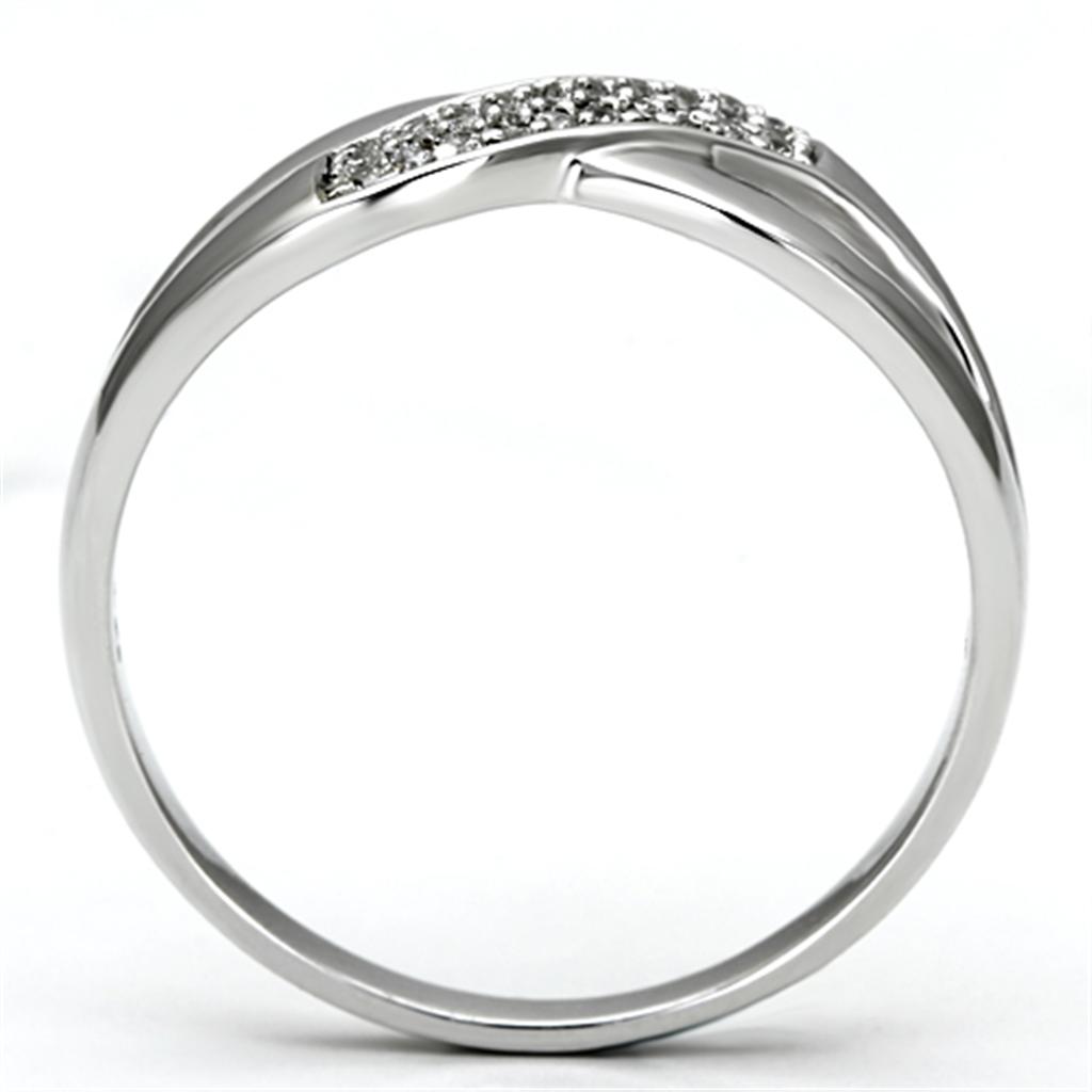 Rhodium 925 Sterling Silver Ring with AAA Grade CZ  in Clear